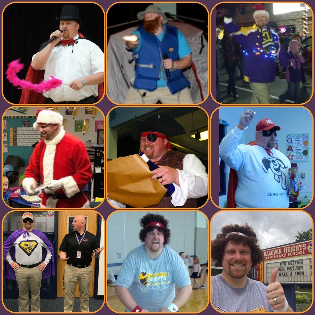 Mr. Walsh dressed up as many different characters