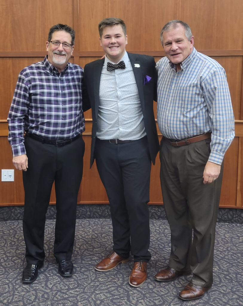 (L to R) Board Secretary Mr. Ron Billmeier, Board Student Representative Mr. Hudson Parker and Board Trustee Dr. Rocky Hansen